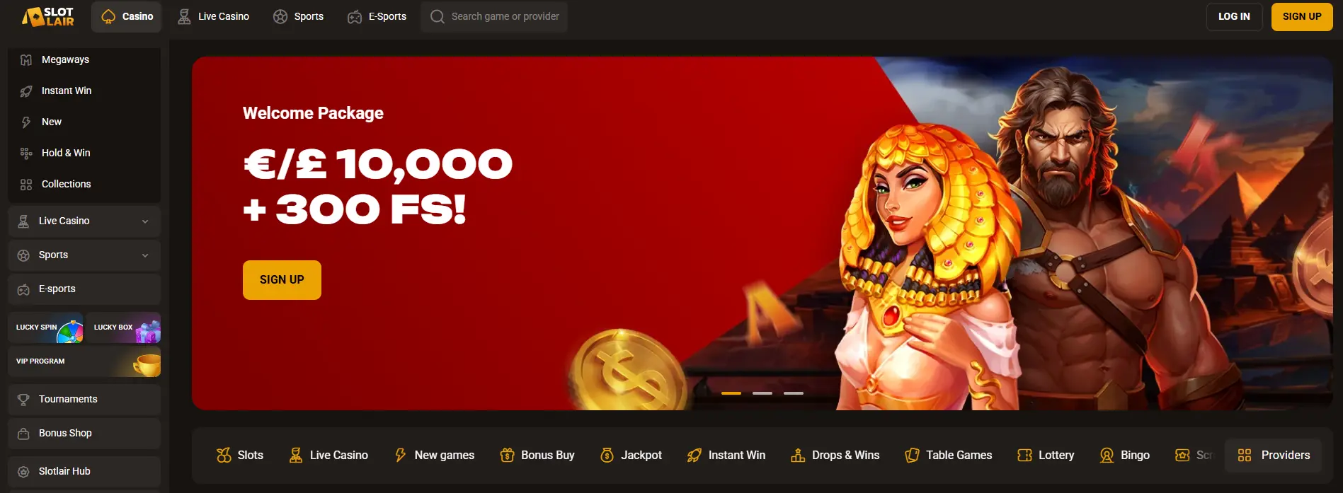 Slotlair Casino: A Look at the Landing Page